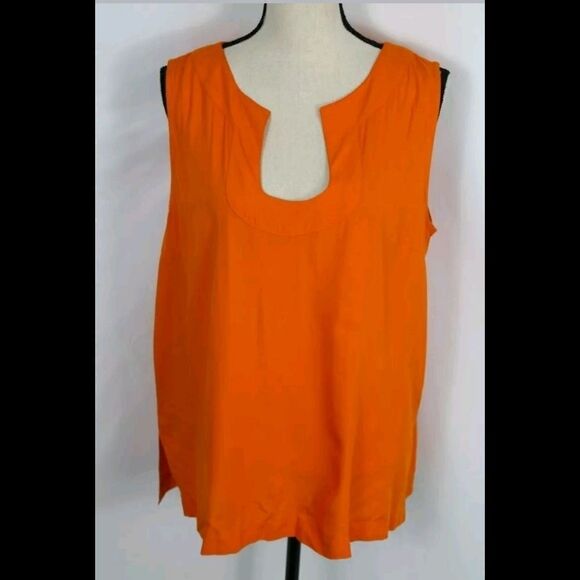 ESCAPADA LIVING S/L TESSA TOP SOLID TANGERINE NWT - Picture 1 of 9